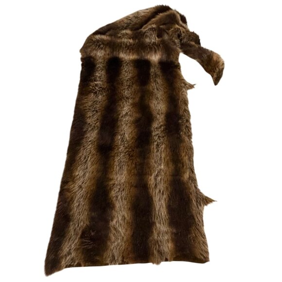 Vintage Brown Faux Fur Fleece Backing Fabric, Valance, Throw/Blanket 189"x21" - Picture 2 of 7